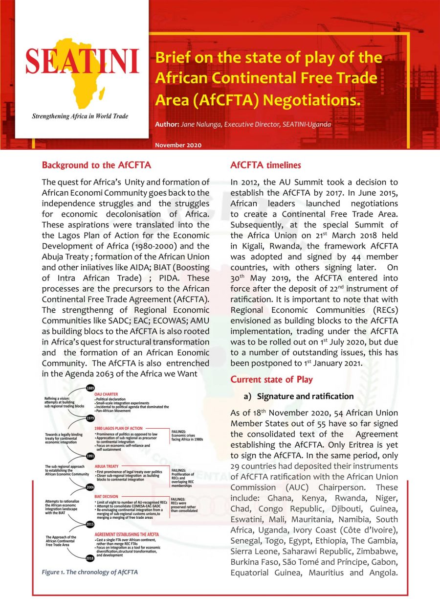 Brief on the State of Play of the African Continental Free Trade Area