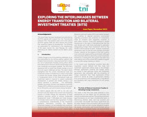 EXPLORING THE INTERLINKAGES BETWEEN ENERGY TRANSITION AND BILATERAL INVESTMENT TREATIES (BITS)