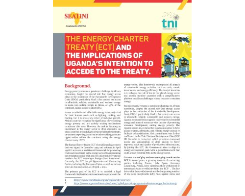 THE ENERGY CHARTER TREATY (ECT) AND THE IMPLICATIONS OF UGANDA’S INTENTION TO ACCEDE TO THE TREATY